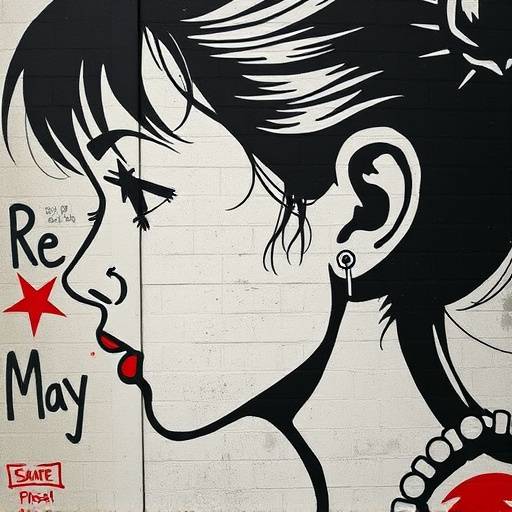 A Banksy mural depicting a girl with a pierced eardrum, replacing the earring with a burglar alarm.