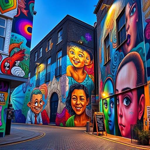Colorful murals along North Street, Bristol, showcasing diverse artistic styles.