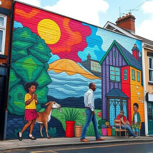 Street art in Lawrence Hill, Bristol, featuring a series of community-led murals, celebrating local heritage and culture.